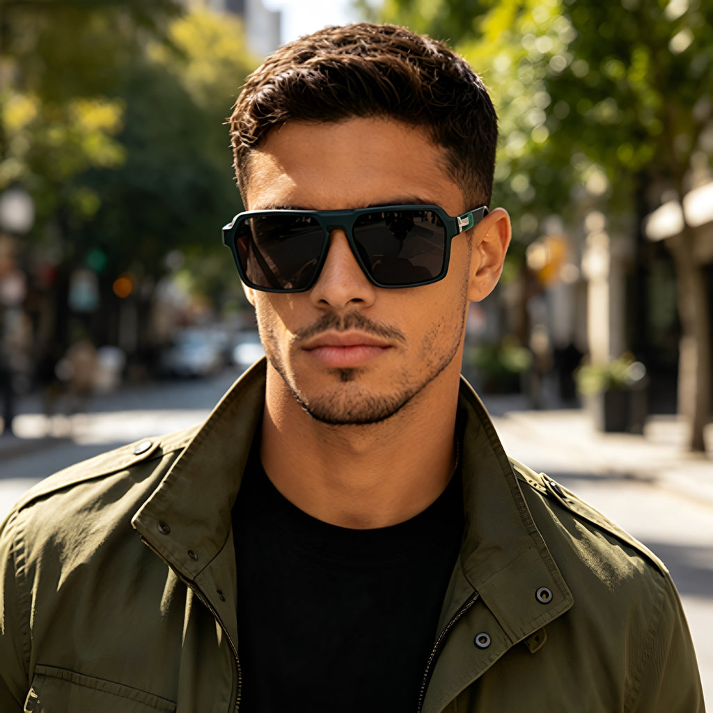 Fashion Square Frame Lunettes de soleil polarisés pour hommes