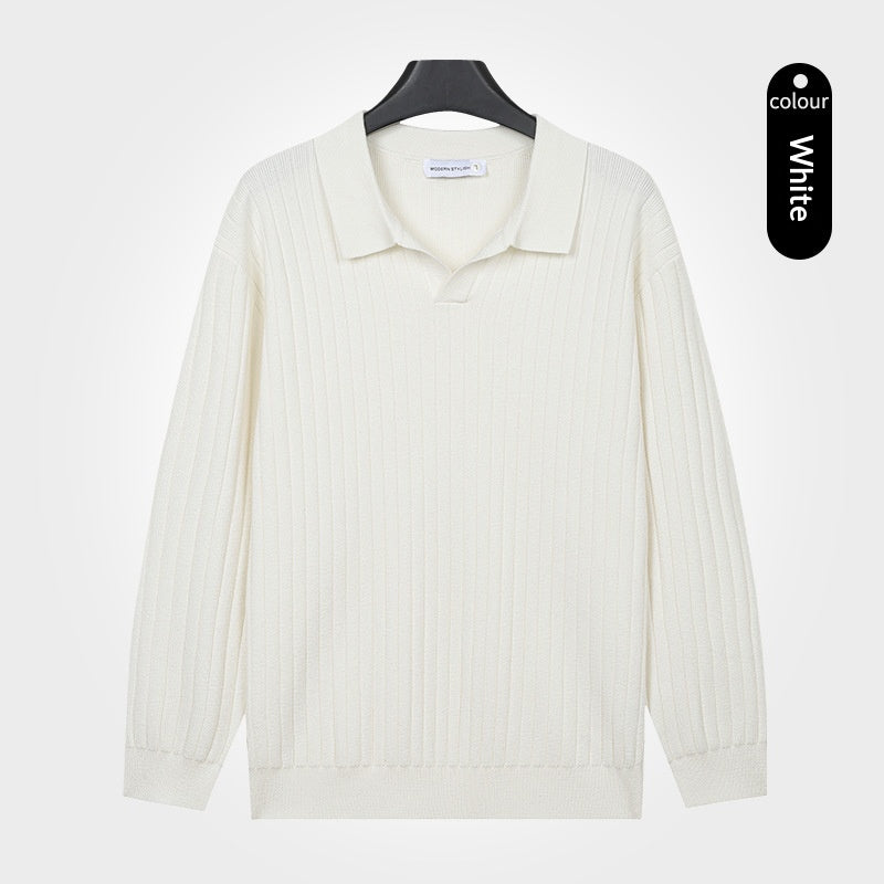Chemise à manches longues à rayures pour hommes Polo