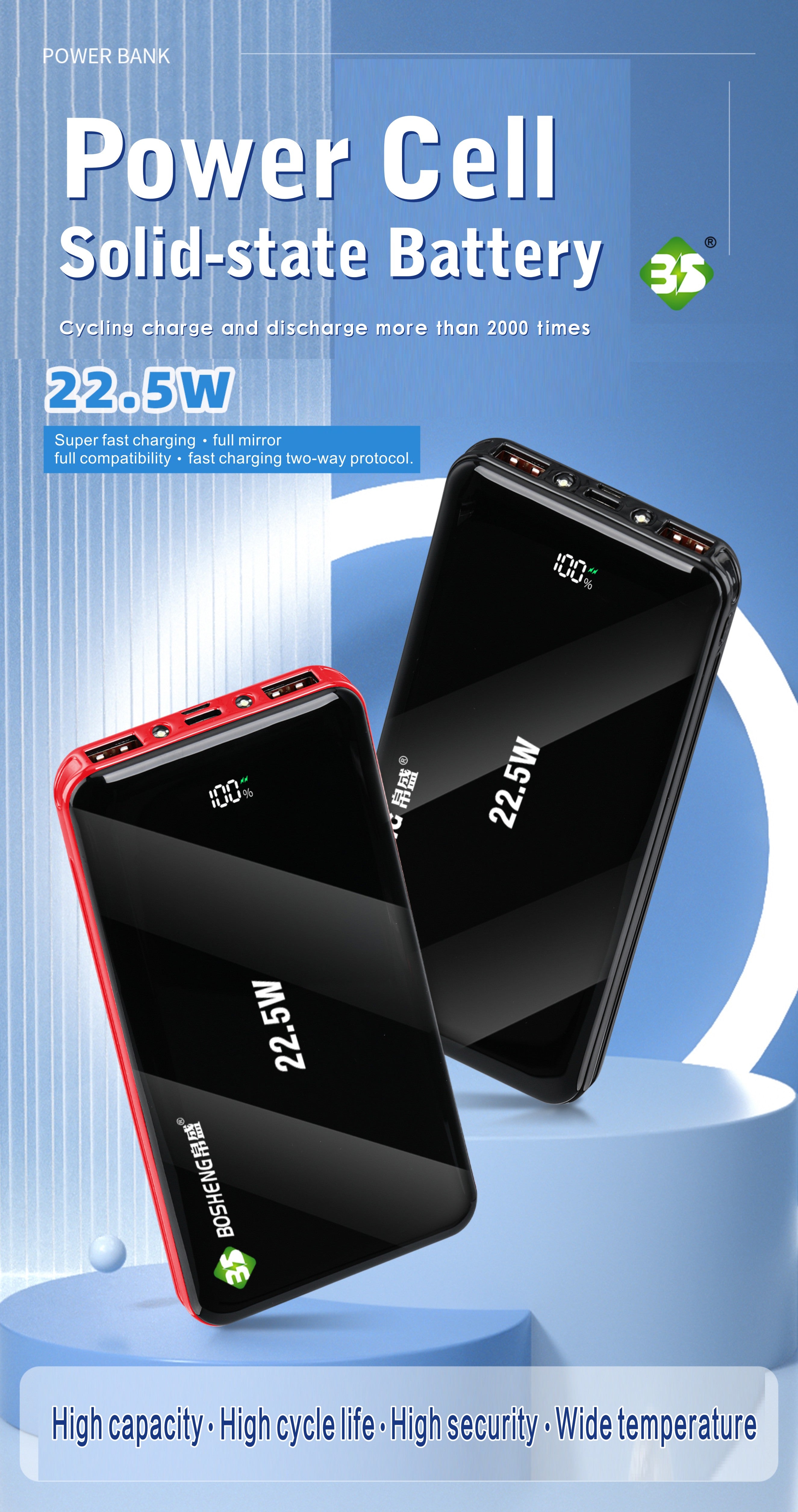 Portable Power Bank charge rapide Pack de batterie universel pour iPhone