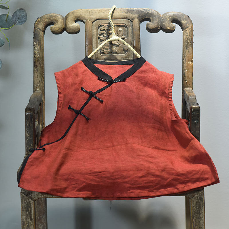Femmes Lin Vest Retro Casual Waistcoat