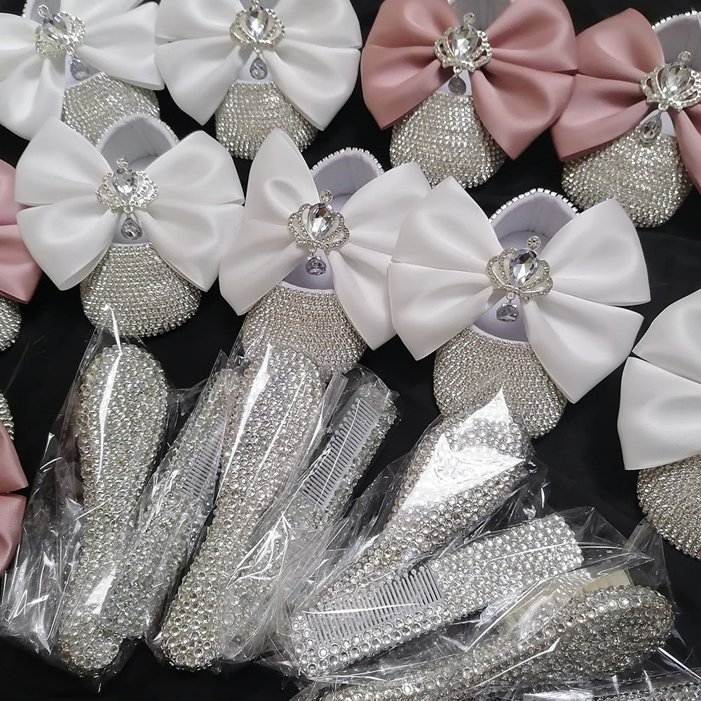 Chaussure de bébé fille en strass fait main