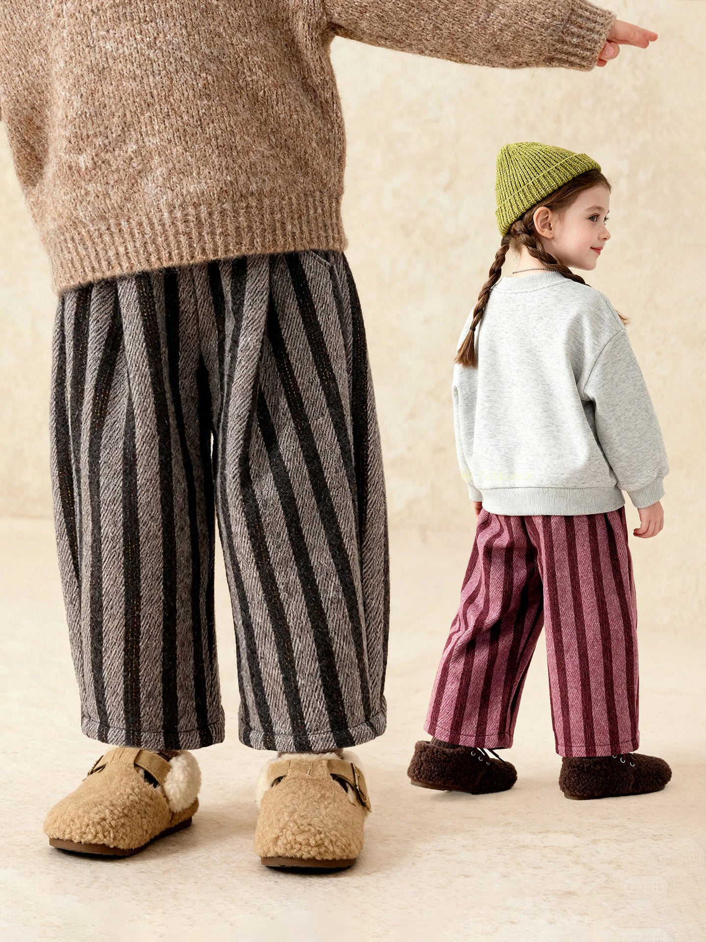 Pantalons rayés pour enfants Pantalons polyvalents et chauds