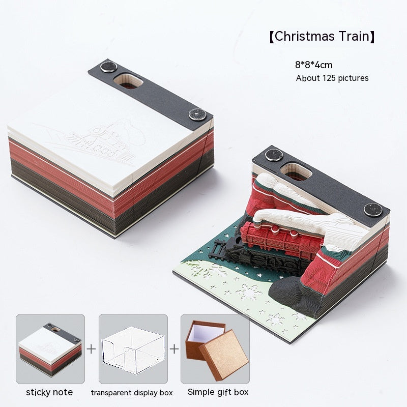 3D Creative Three-dimensional Paper Carving Qingshui Temple Sticky Notes
