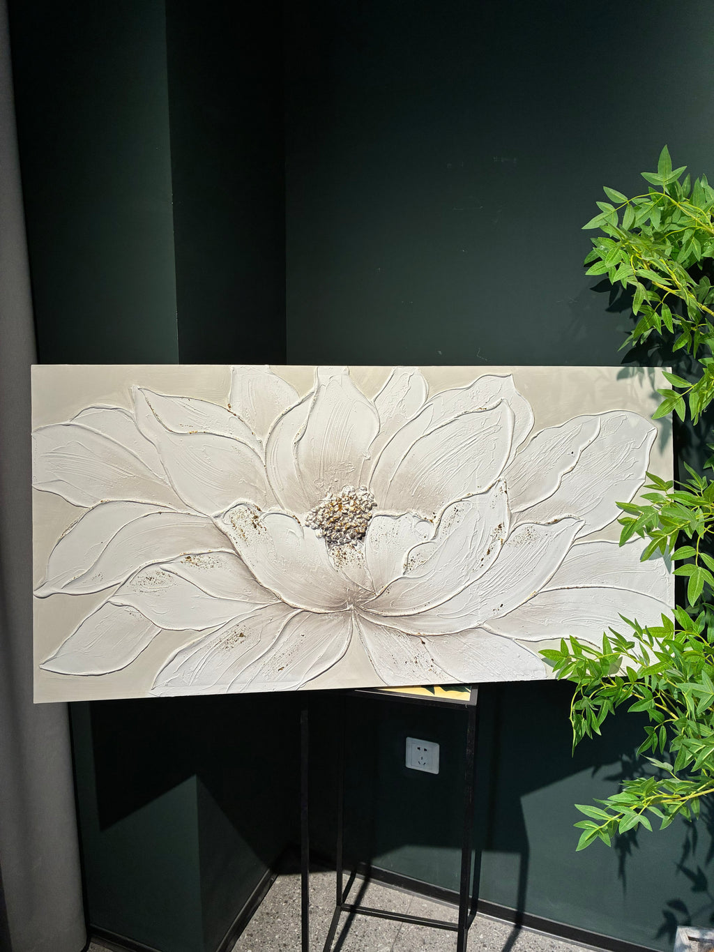 24x48 blanc lotus fleur toile d'art mural