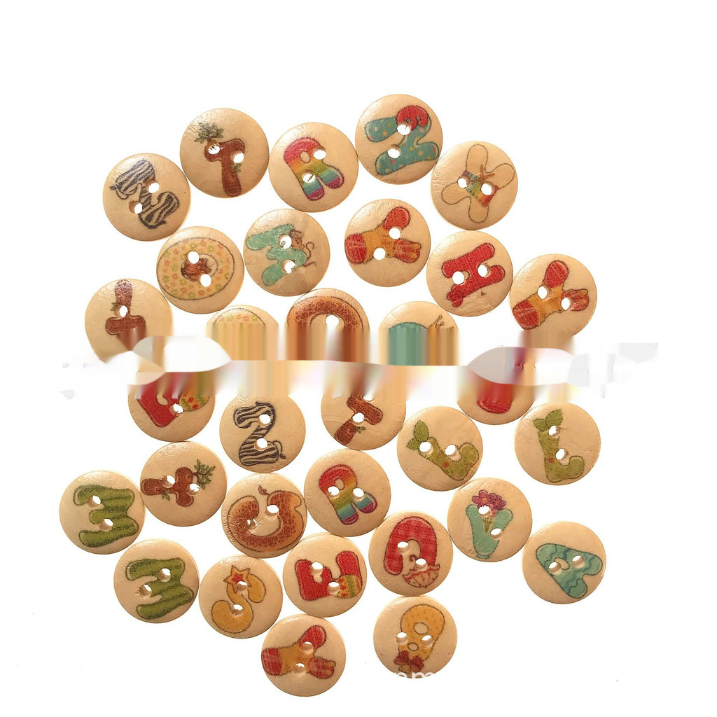 Anglais Alphabet éducation précoce bouton bois