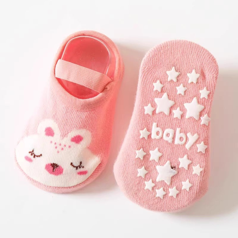Chaussettes de coton antidérapantes imprimées mignons pour nourrissons et jeunes enfants