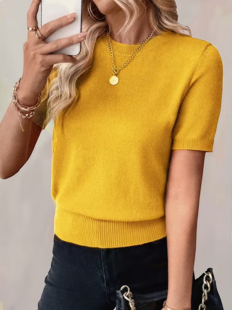 Manteau d'été à manches courtes jaune occasionnel