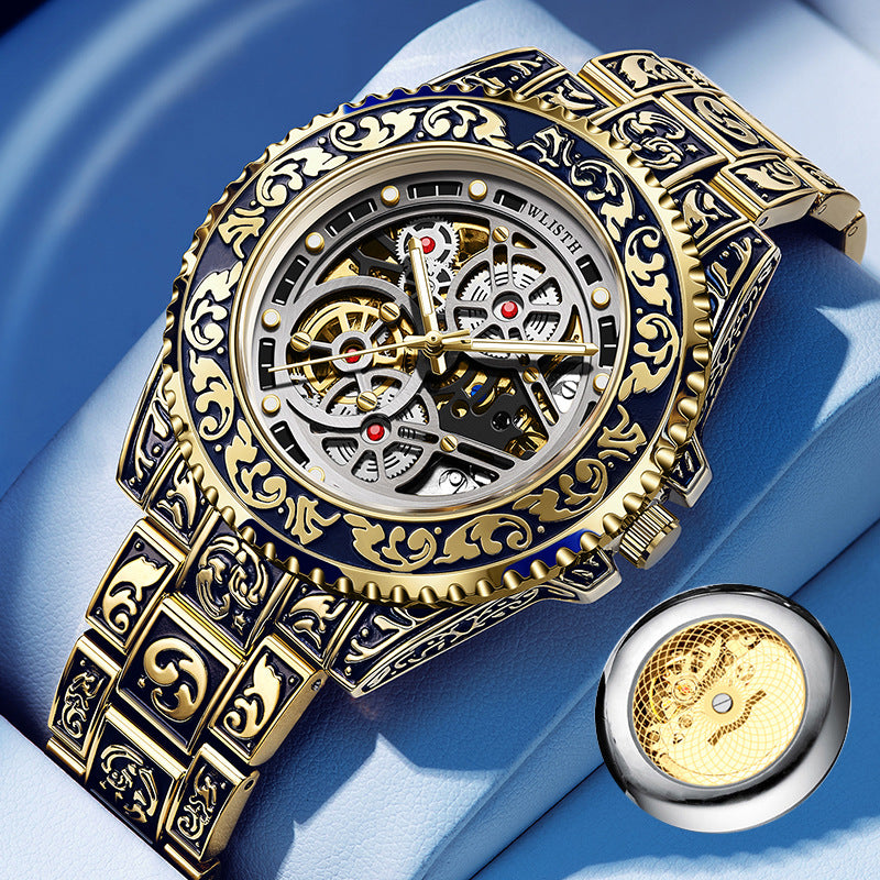 Élégant homme lumineux montre mécanique entièrement automatique Une montre vintage tendance