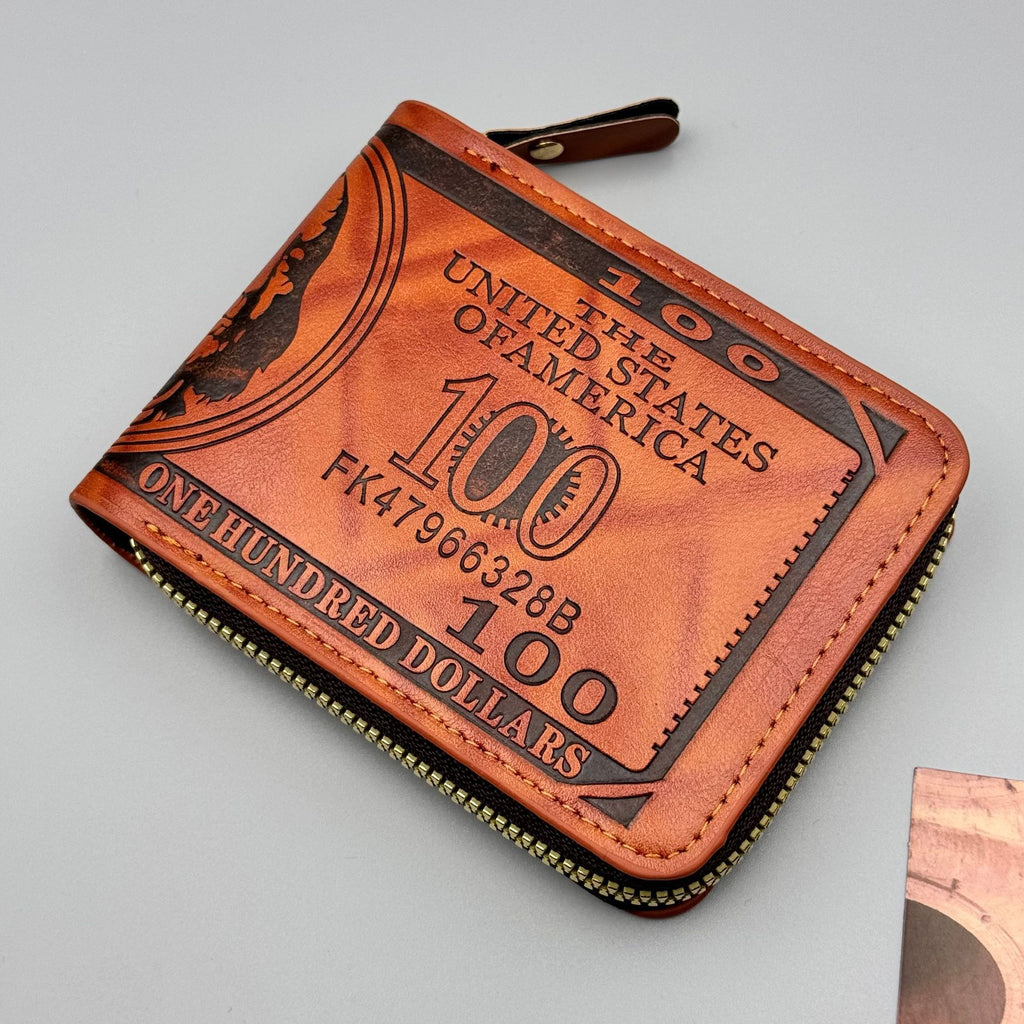 Portefeuille personnalisé pour homme à deux volets avec boucle et plusieurs fentes pour cartes