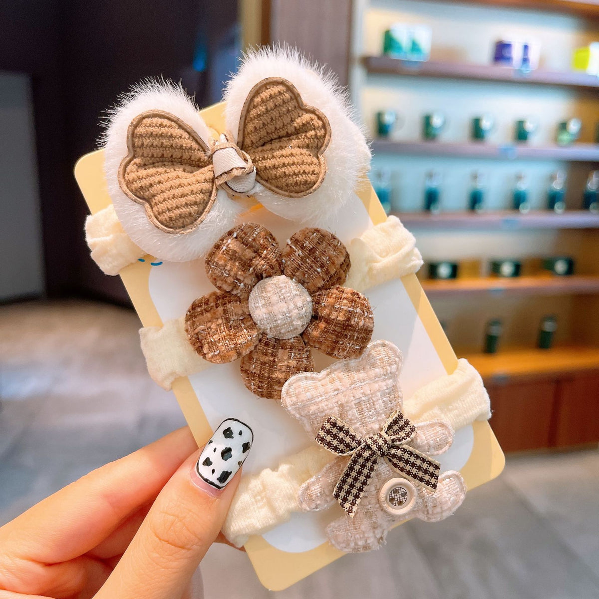 Lait Coffee-colored Little Bear Tie pour les filles doux sur les cheveux
