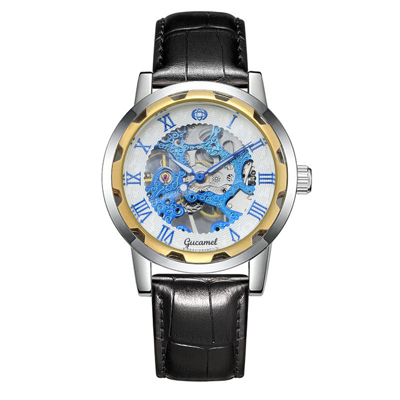 Bracelet en acier Hollow Gold Montre mécanique manuelle