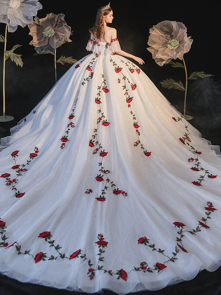Tempérament Bride Bra Trailing Mori Style Robe de mariée