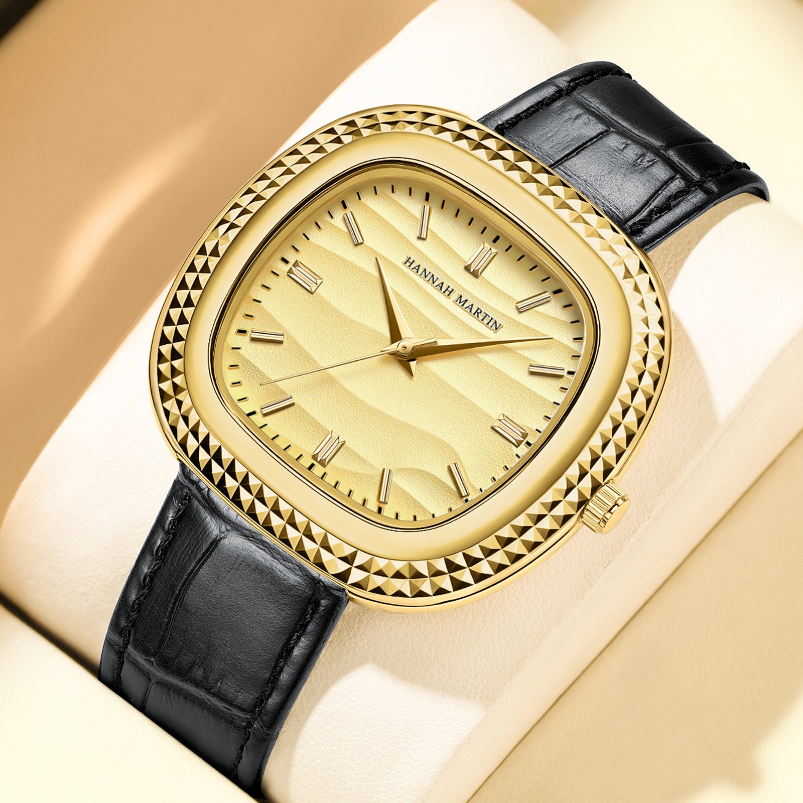 Haute valeur d'apparence Quartz montre avec un véritable bracelet en cuir pour les hommes