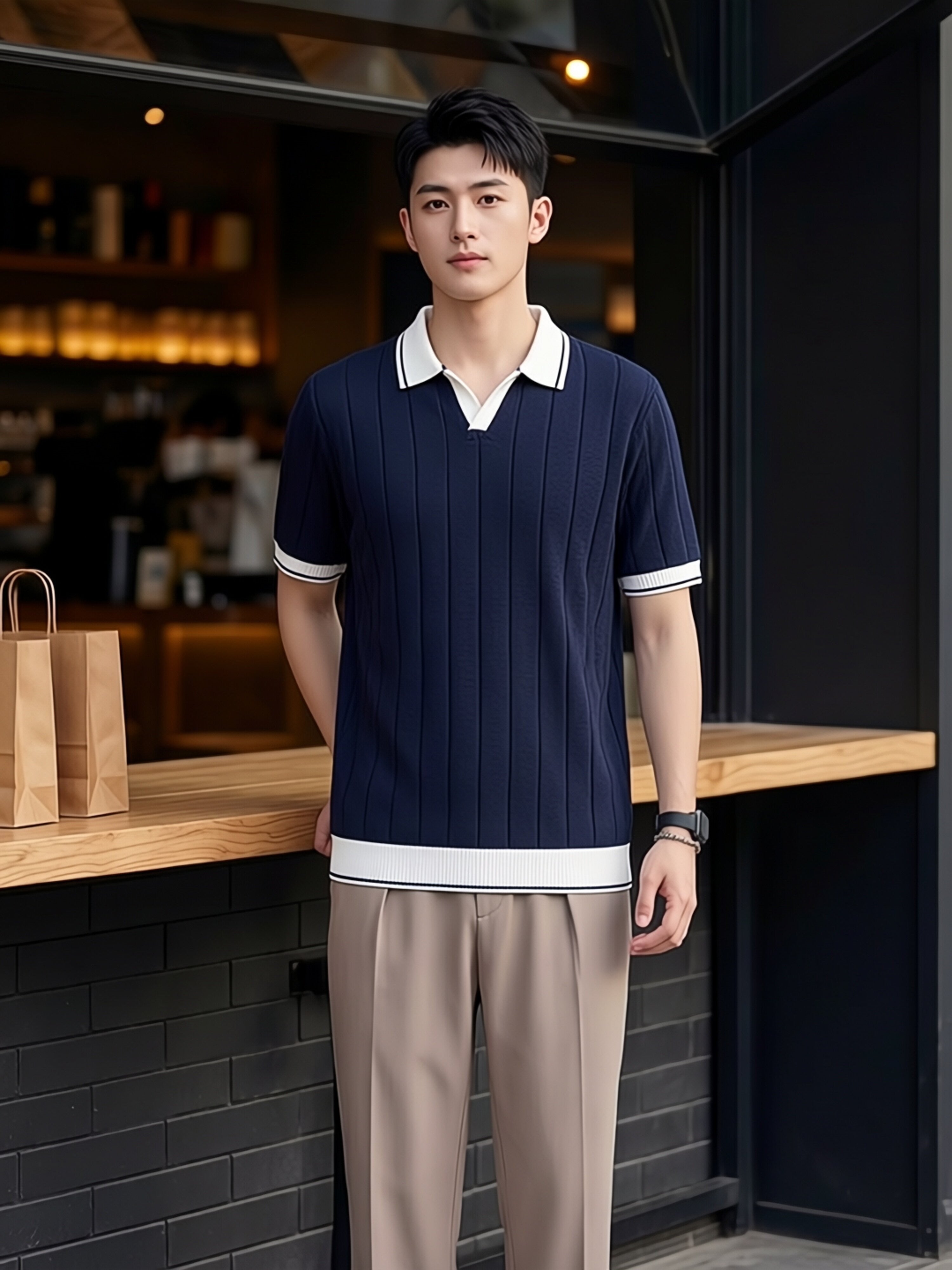 T-shirt casual V-Neck pour hommes T-shirt rapide Dry Paul