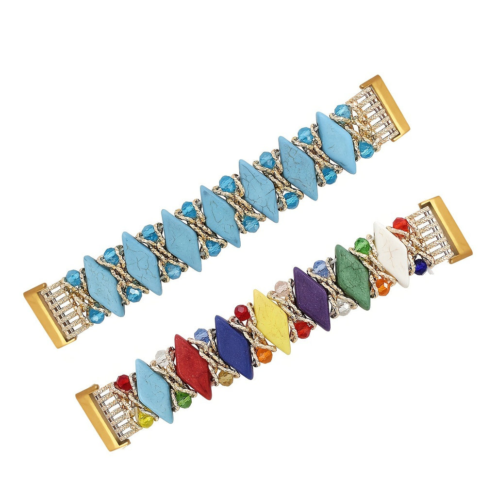 Bracelet de montre élastiquée à la mode Diamond-Pattern Turquoise