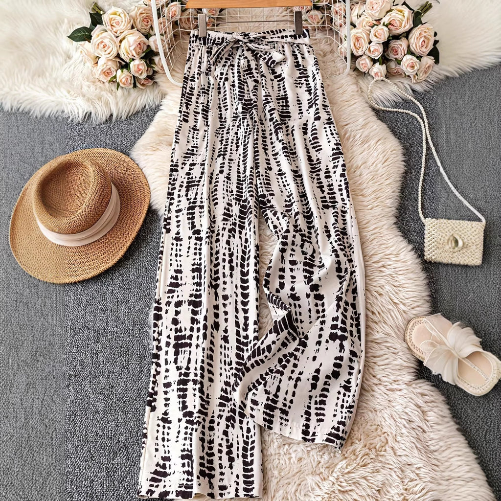 Pantalon casual à jambes larges imprimé de style européen et américain avec un Comfo