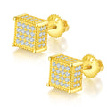 S925 Argent Sterling 96pcs D Couleur VVS1 Moissanite 3D Boucles d'oreilles en cube 7.6mm Vis retour