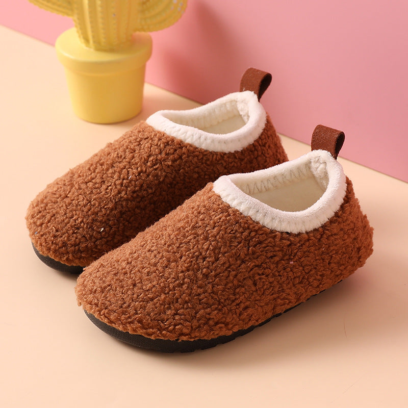 Pantoufles de coton d'automne et d'hiver à doublure polaire pour enfants