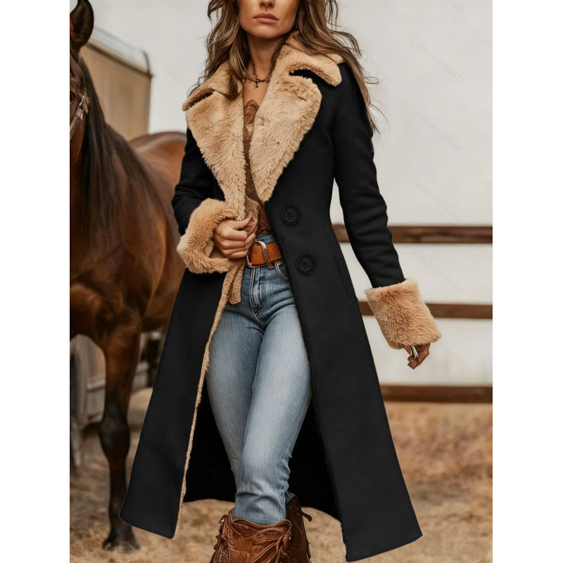 Manteau imprimé mode en peluche de style occidental pour femmes