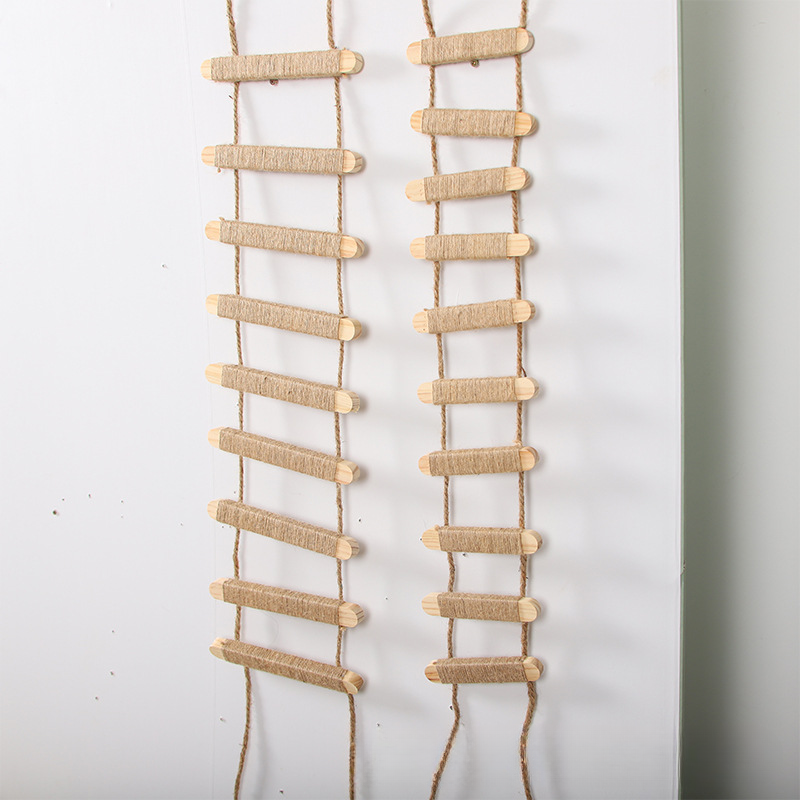 Échelle à corde de chat en bois massif bricolé avec corde sisale