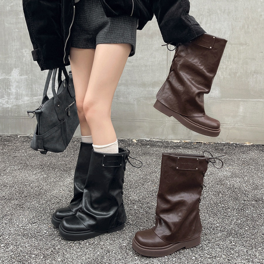 Pantoufles à lacets coupe au pied carré pour femmes