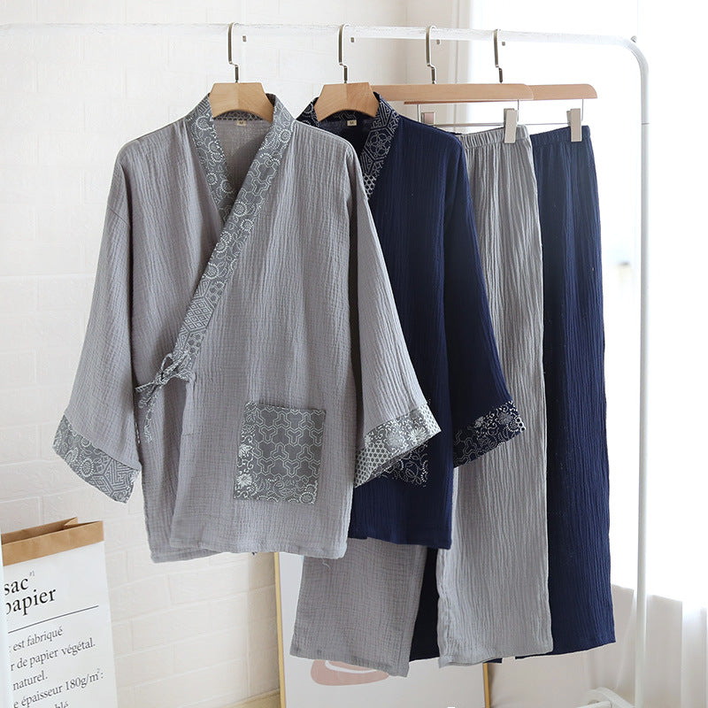 Pajamas de coton minimaliste de style japonais Gauze pour hommes