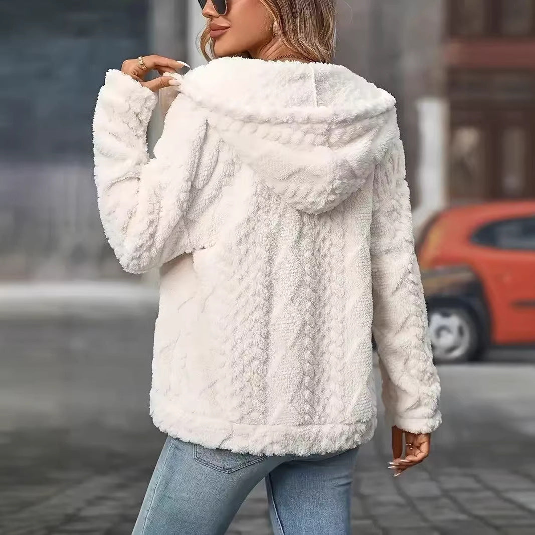 Manteau à capuche en peluche pour femmes