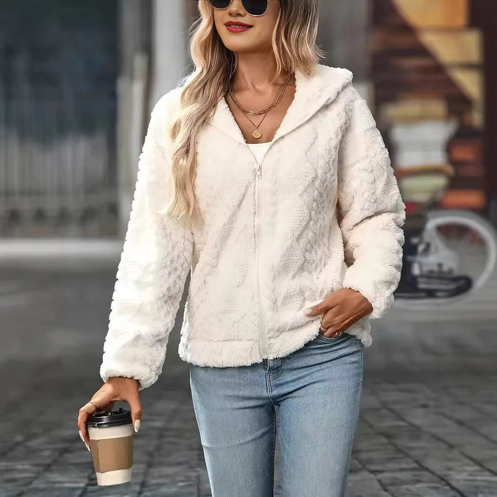 Manteau à capuche en peluche pour femmes
