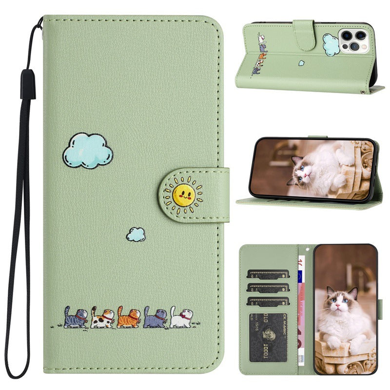 Fashion Cartoon Peint Cover Flip Card Holder