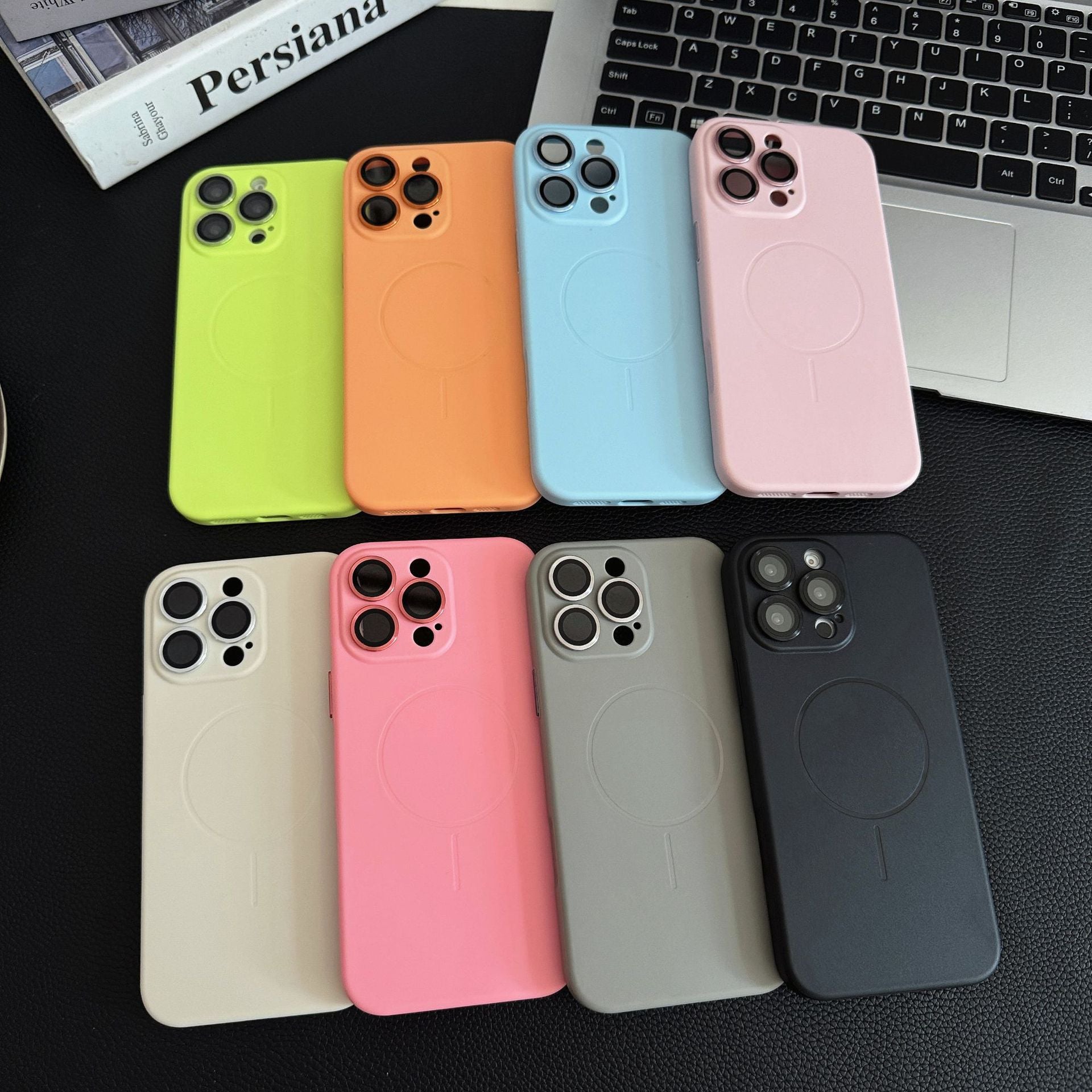 Boîtier de téléphone magnétique en silicone liquide de couleur solide