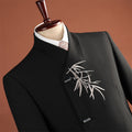 Ensemble de broderie de feuille de bambou de style chinois pour hommes
