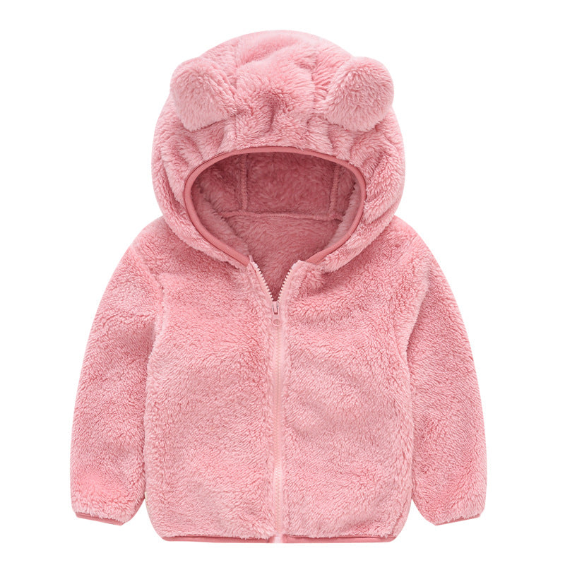Manteau à capuche en couleur solide pour ours nouveau-né