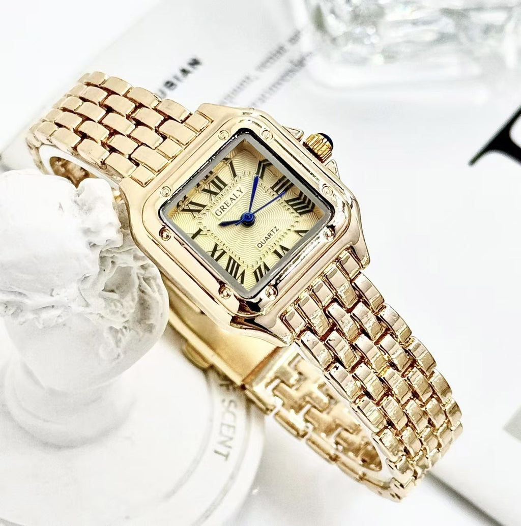 Classic Retro Square Imperméable Femmes Montre en diamant