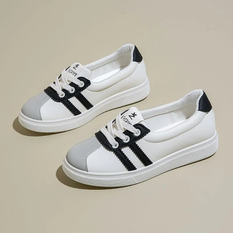 Début Automne Round Toe Arrivée Blanc Chaussures Coréen Style Student Platform Casual Skate Shoe
