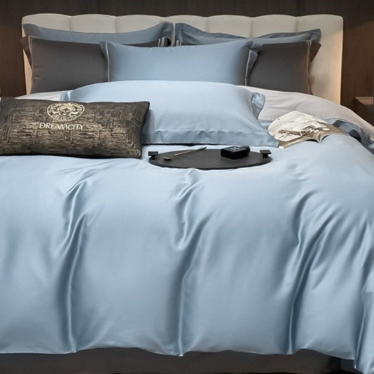 Drap de lit épais en coton de couleur solide et couvre-culotte à quatre pièces
