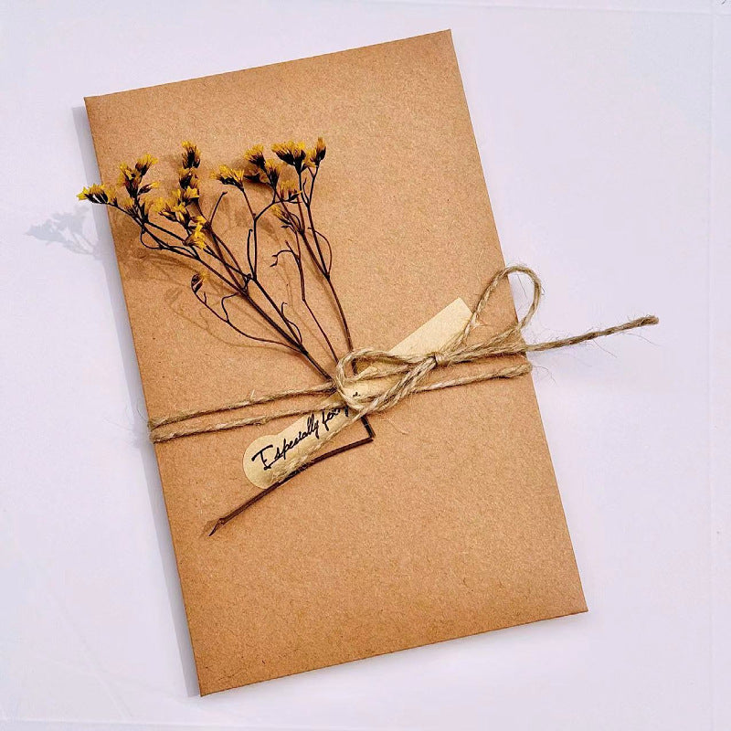 Starry Sky Fleur séchée manuscrite Merci Carte de voeux