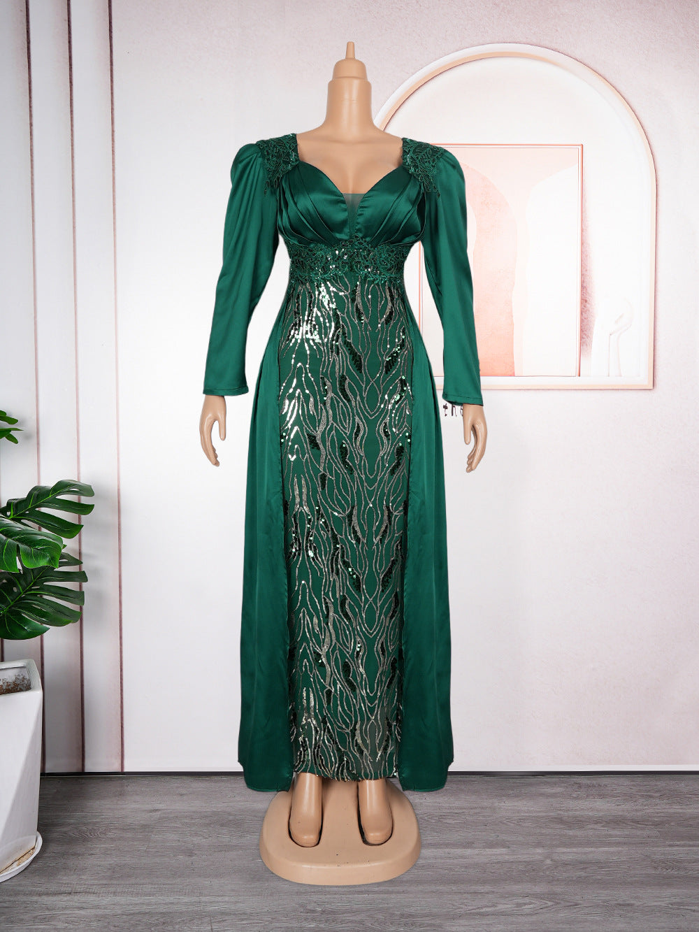 Robe femme taille Plus Col V Robe de soirée pailletée sans dos