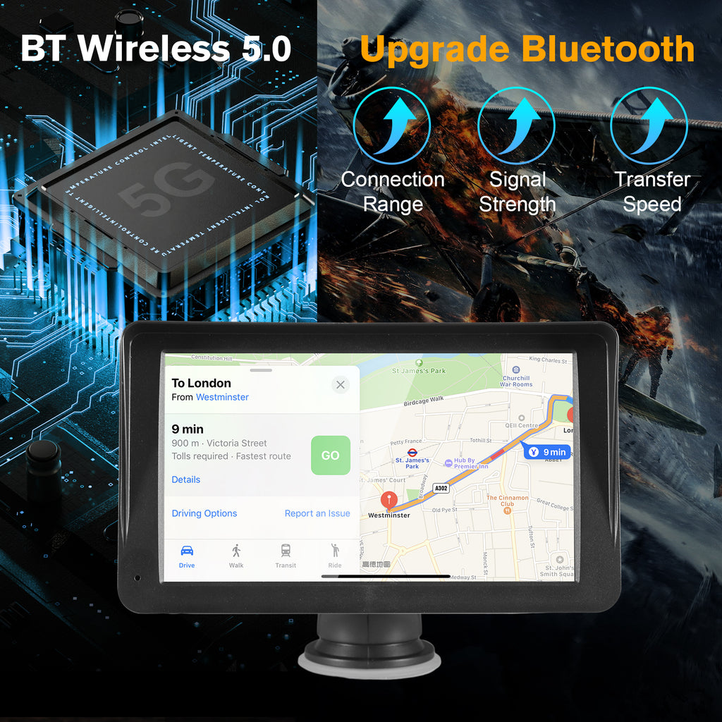 Voiture portable stéréo sans fil CarPlay et Android Auto