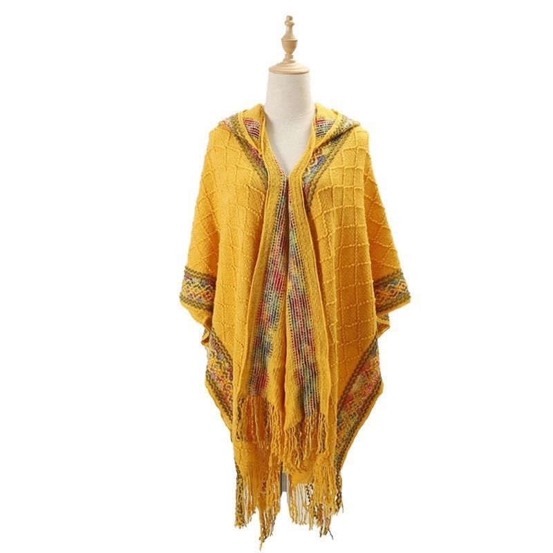 Châle à capuchon de style ethnique pour les femmes