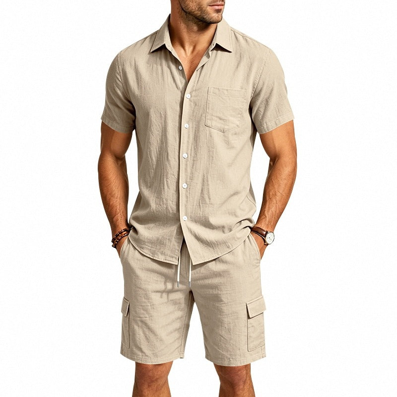 Hommes Linge de maison Chemise à manches courtes et ensemble de shorts de travail