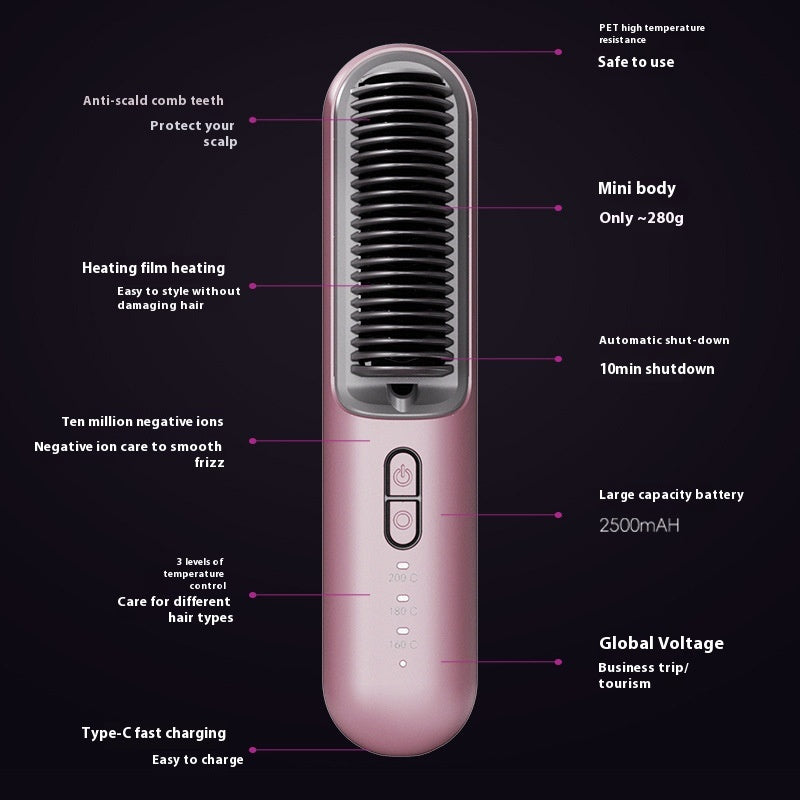 Sans fil Comb droit Portable 60 millions de cheveux anion soins Peigne électrique