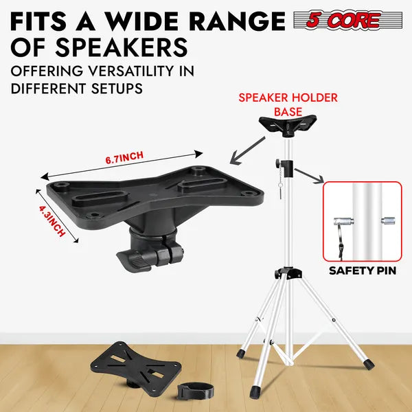 5 Core Speaker Stand Tripod Floor Heavy Duty réglable jusqu'à 72 pouces DJ Studio Monitor St