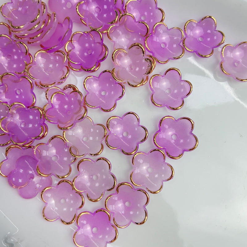 Perles de fleurs acryliques dorées à deux tons