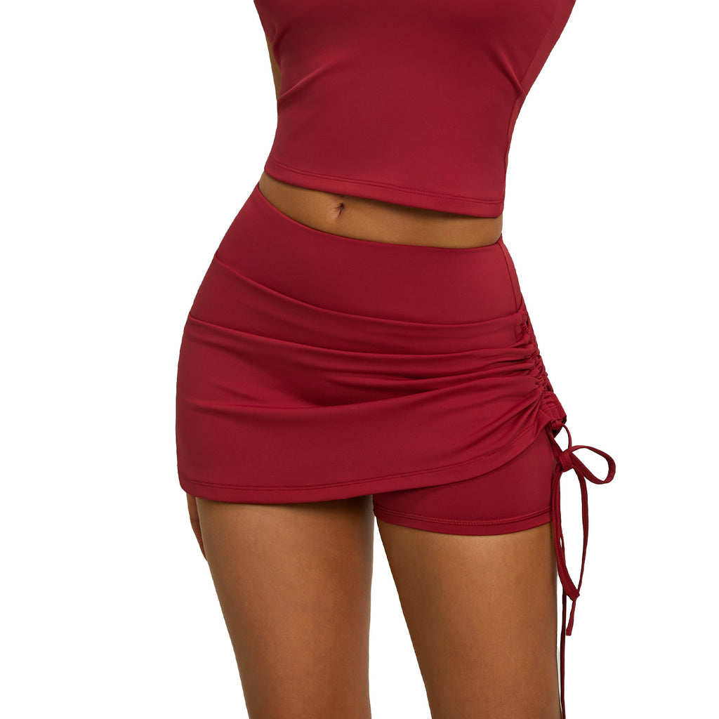 Femmes raclée athlétique Skort haute taille butte lifting anti chafing faux deux pièces Yoga Worko