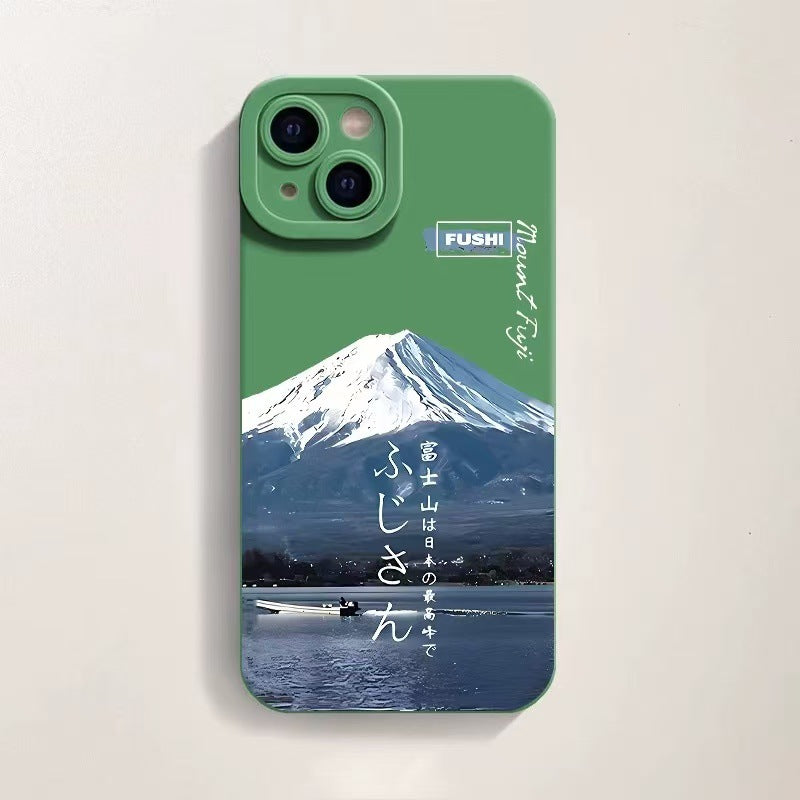 Boîtier de téléphone en silicone imprimé Fuji à monture créative et polyvalente