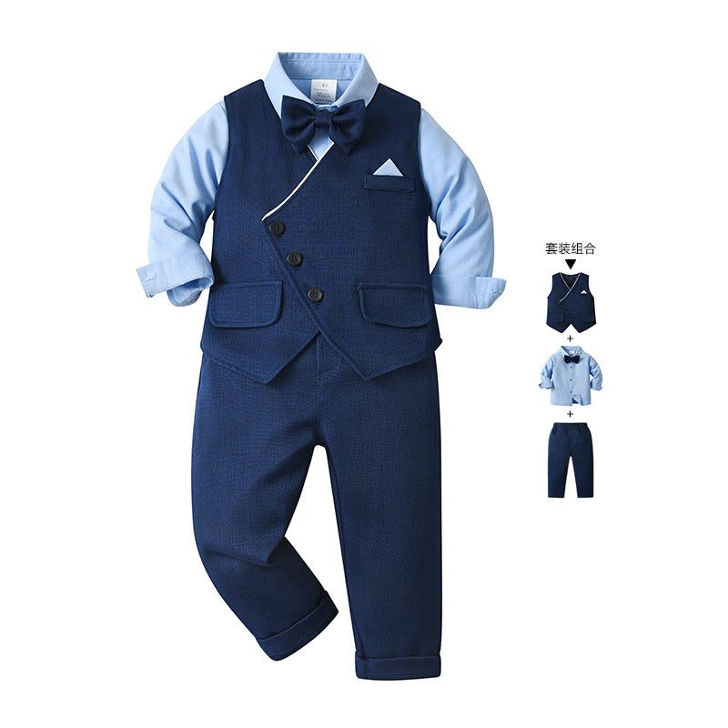 Printemps et automne Vêtements de bébé à manches longues Enfants Trois-pièces Gentlemans Taille formelle Wi