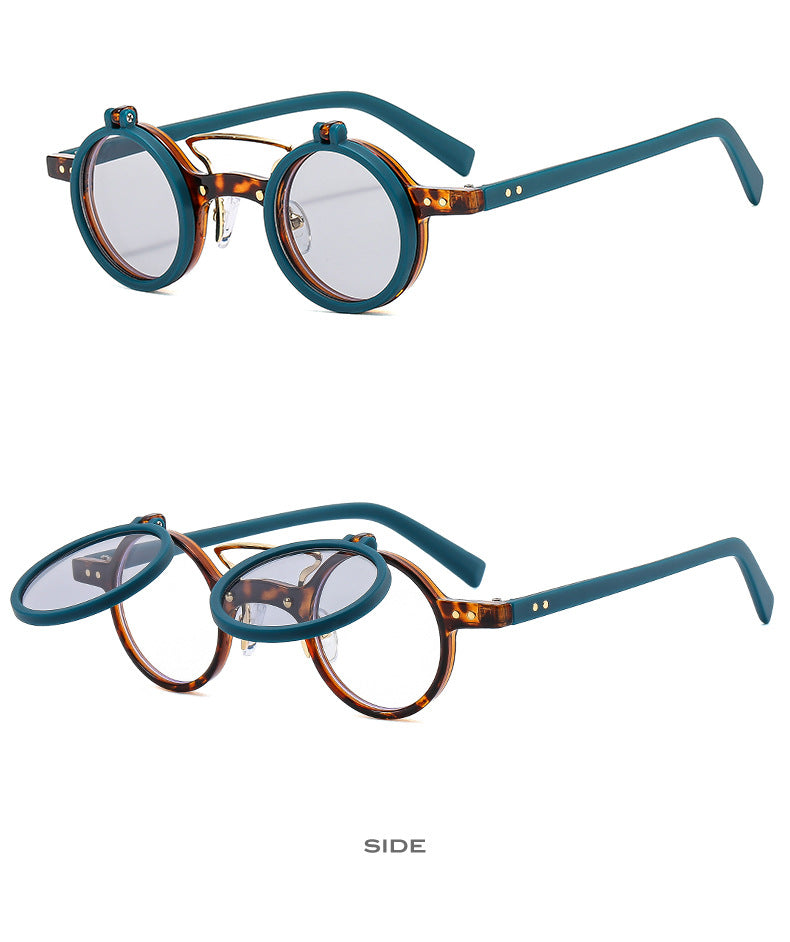 Lunettes de soleil Flip double couche à cadre rond