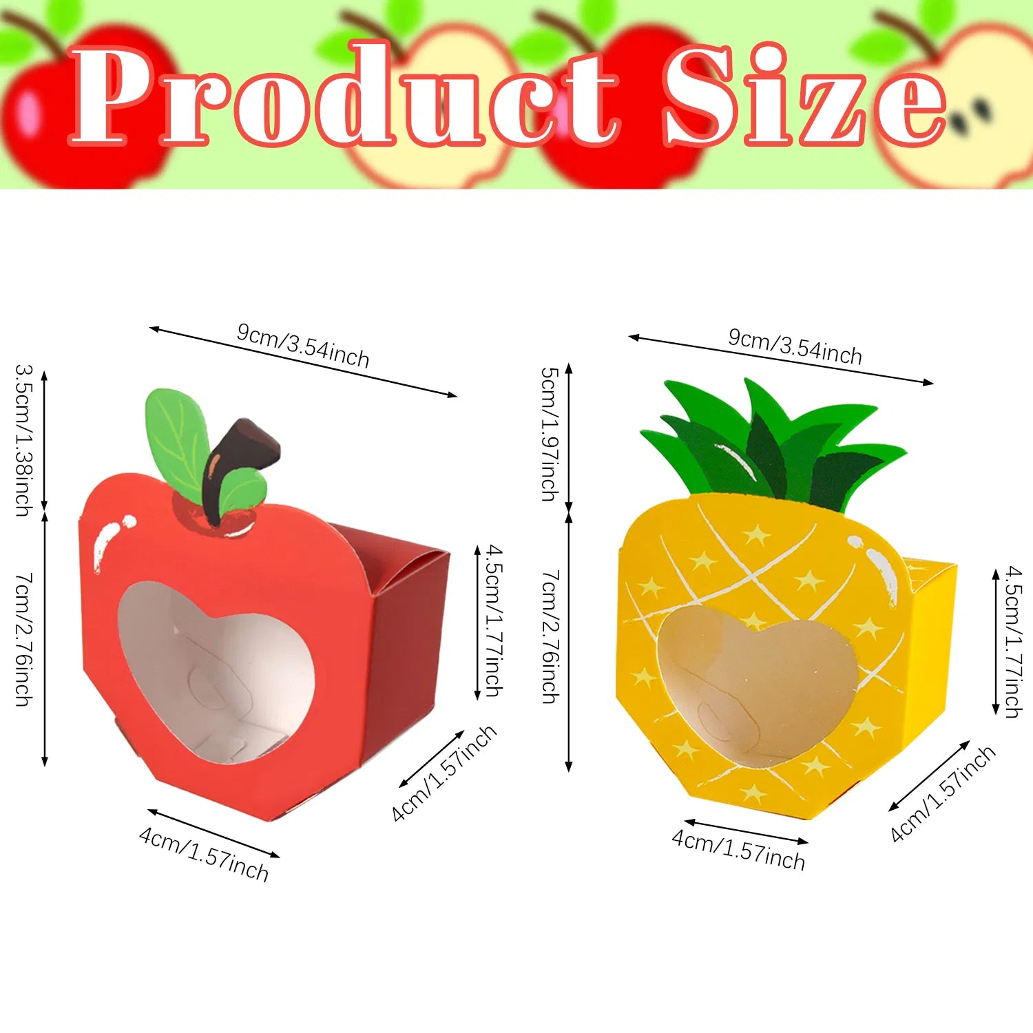 20 Mini boîtes cadeaux avec fenêtre 3D en forme d'ananas de pomme Boîte de cuisson Boîte de traitement de papier Contai