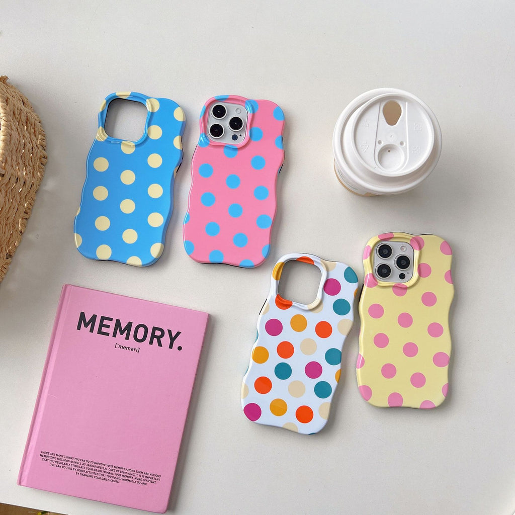 Coque de téléphone à point Polka de couleur brune avec film Wavy