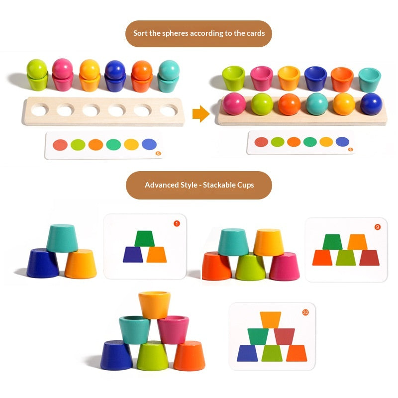 Reconnaissance du nombre de bois Correspondance arithmétique Picking perle and Stacking Cup Early Learning
